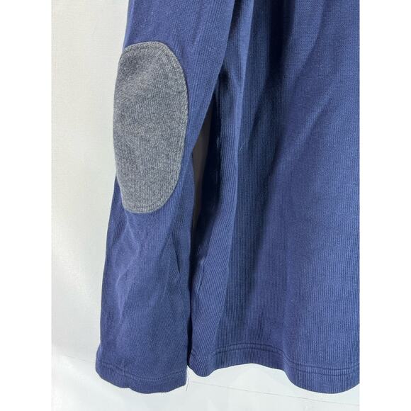 BANANA REPUBLIC Men's Navy Star Quarter-Zip Elbow-Patch Pullover Sweater SZ M - Picture 5 of 10